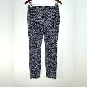 Tory Burch Callie Jacquard Pants Stretch Flat Front Geometric Ankle Sz 4